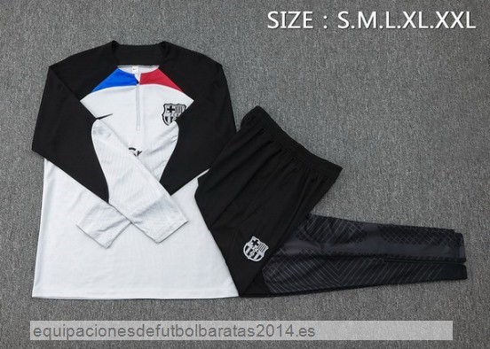 Nuevo Conjunto Completo Sudadera Entrenamiento Barcelona 23/24 Gris Negro Baratas